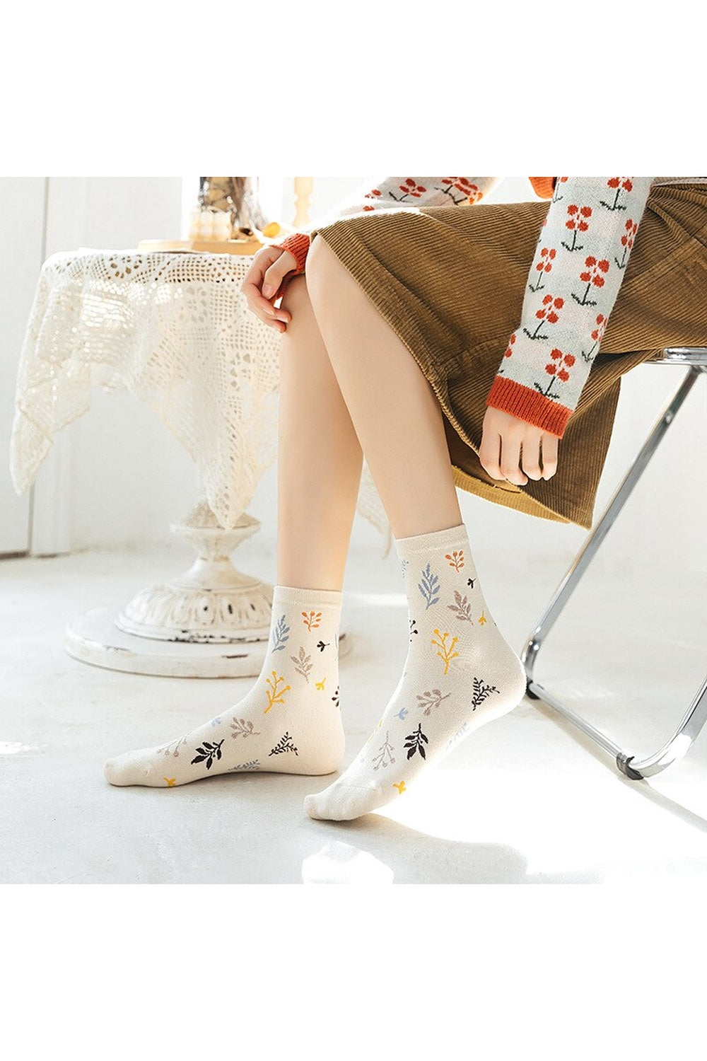Cottagecore Japanese Print Long Socks cottagecoreclothes