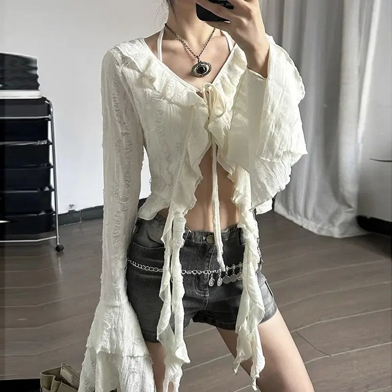 Gothic Lace Up Crop Shirt