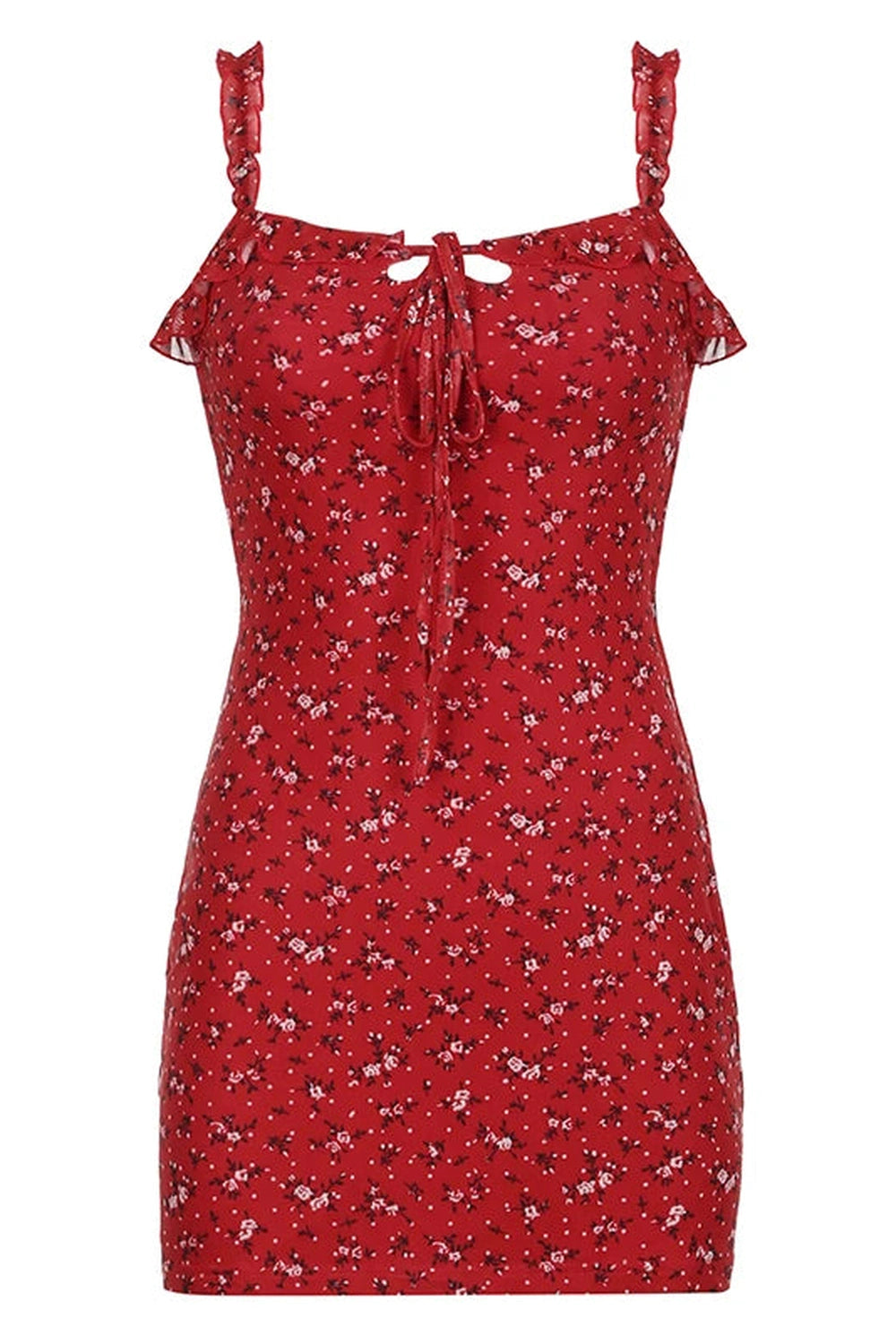 Red Floral Mini Dress cottagecoreclothes