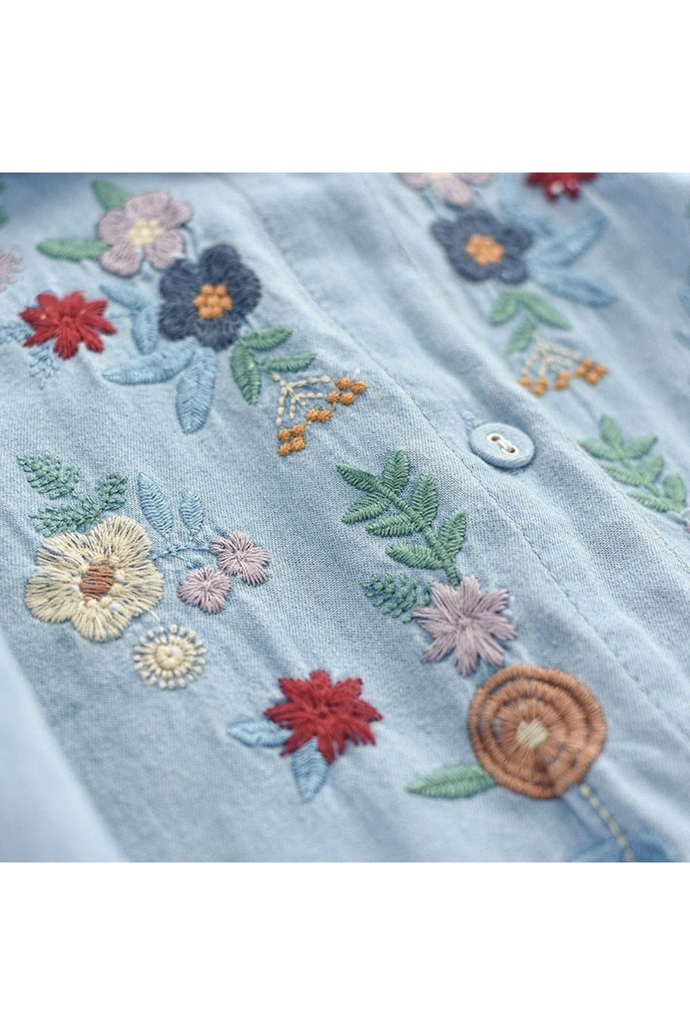 Denim Vintage Embroidery Blouse