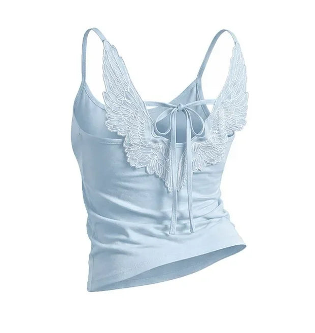 Ethereal Angel Wing 3D Back Cami Top in Baby Blue