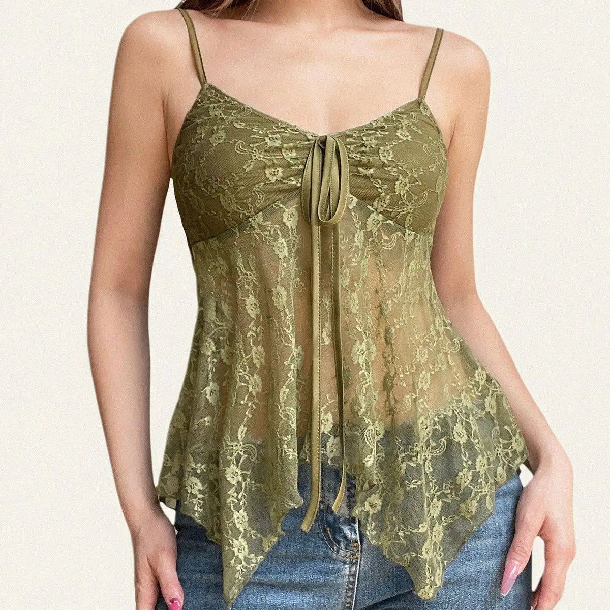 Fairycore Lace Tie Front Top