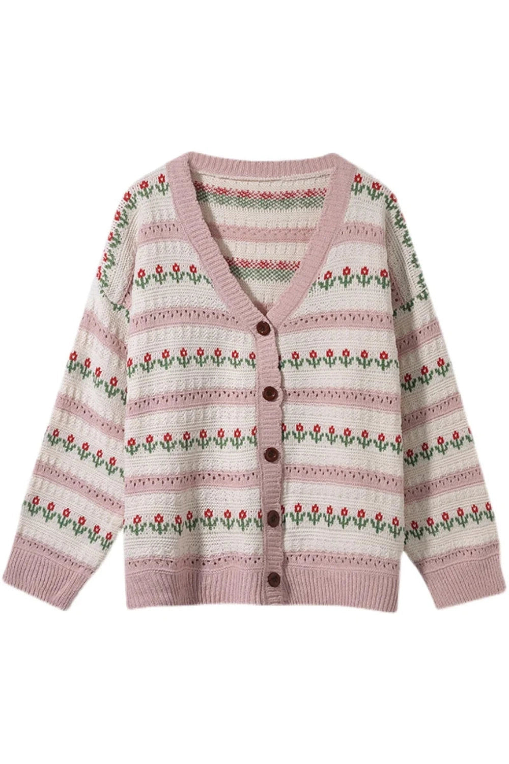 Retro Rose Garden Knit Fall Cardigan cottagecoreclothes