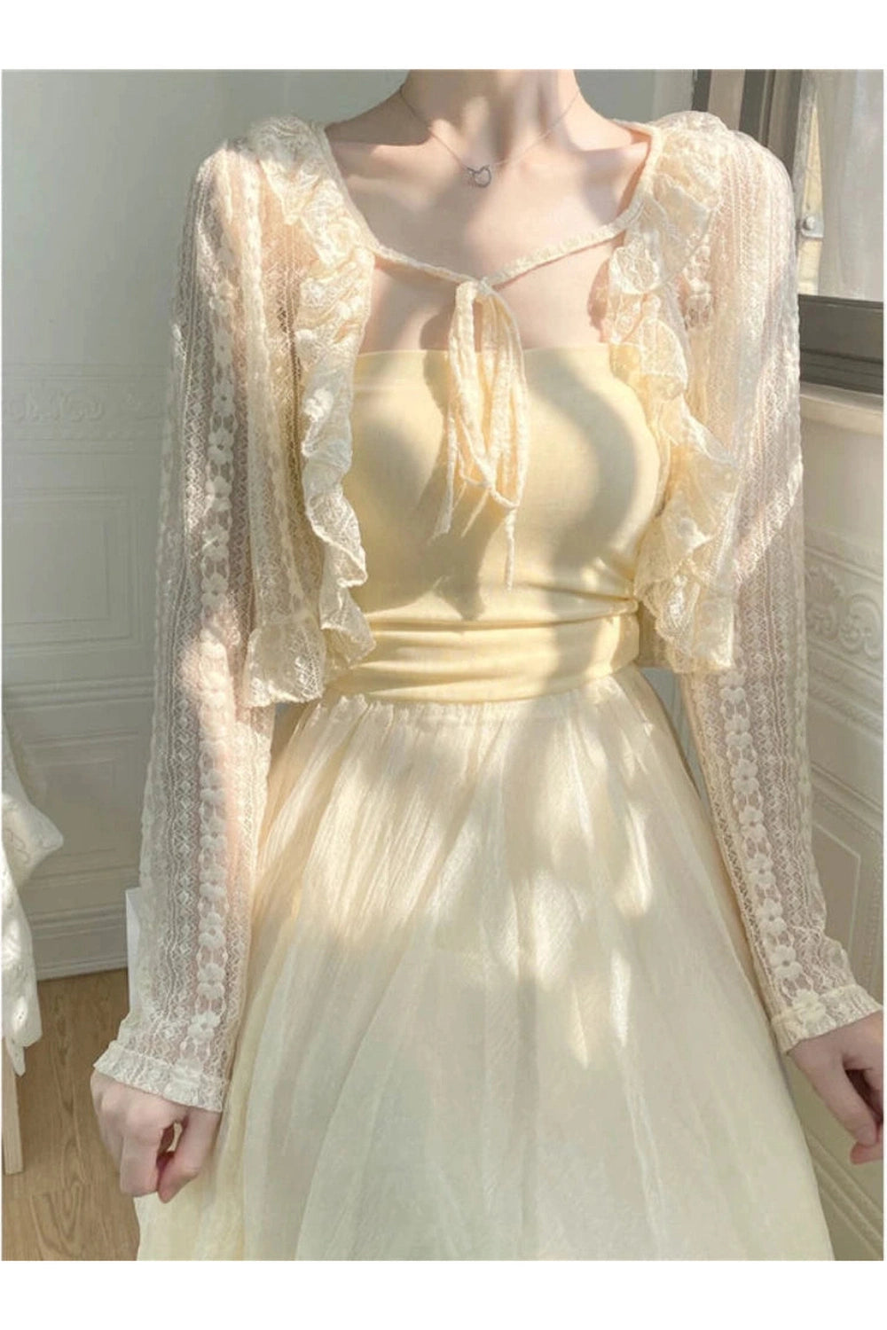 Apricot Lace Belt Fall Cardigan cottagecoreclothes