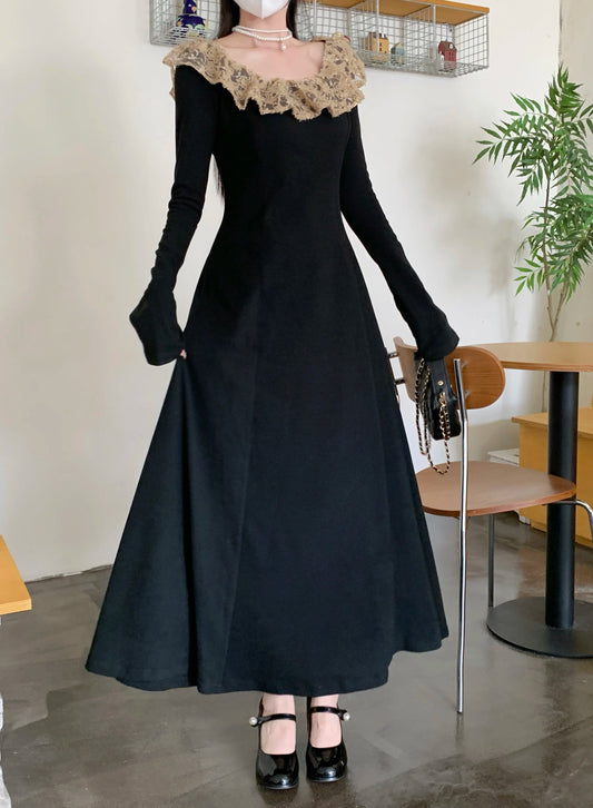 Whimsigoth & Black Corset-Back Maxi Dress