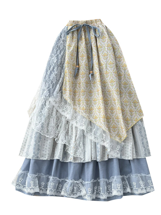 Layered Lace Patchwork Skirt