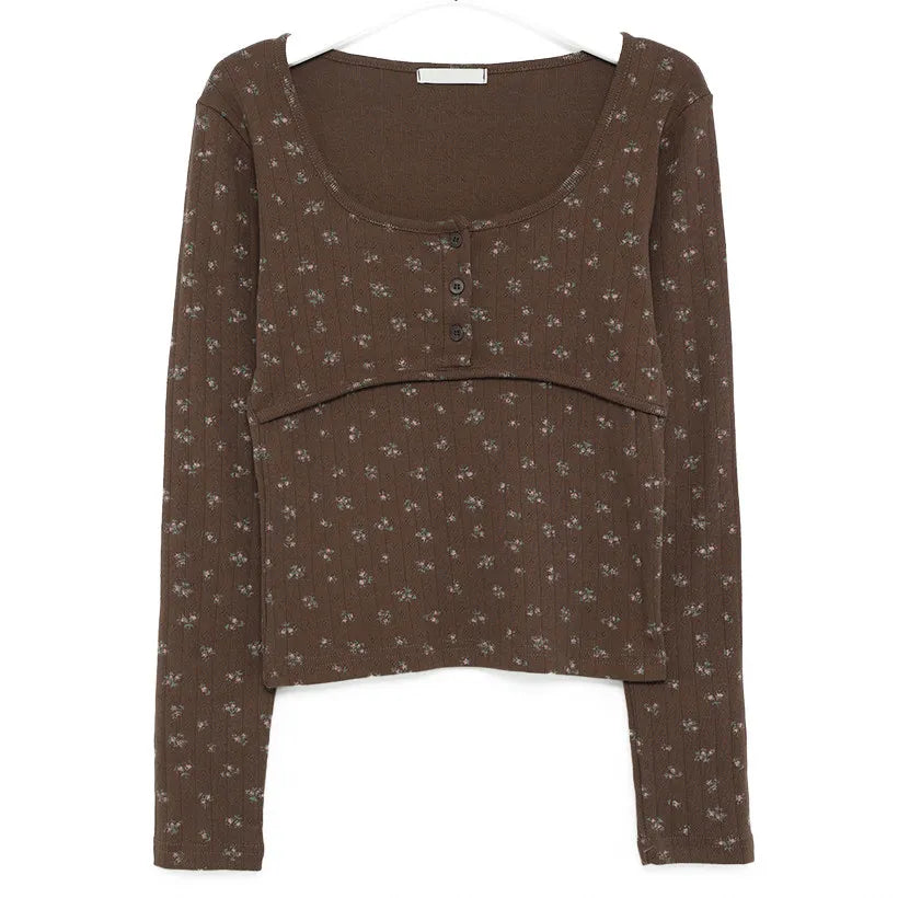 Cottagecore Floral Button-Front Shirt