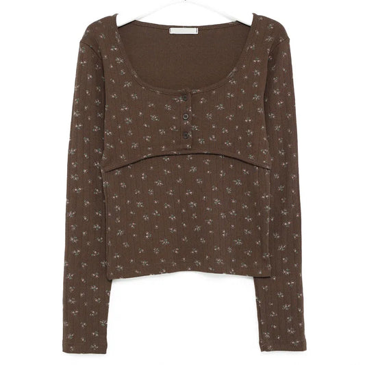 Cottagecore Floral Button-Front Shirt