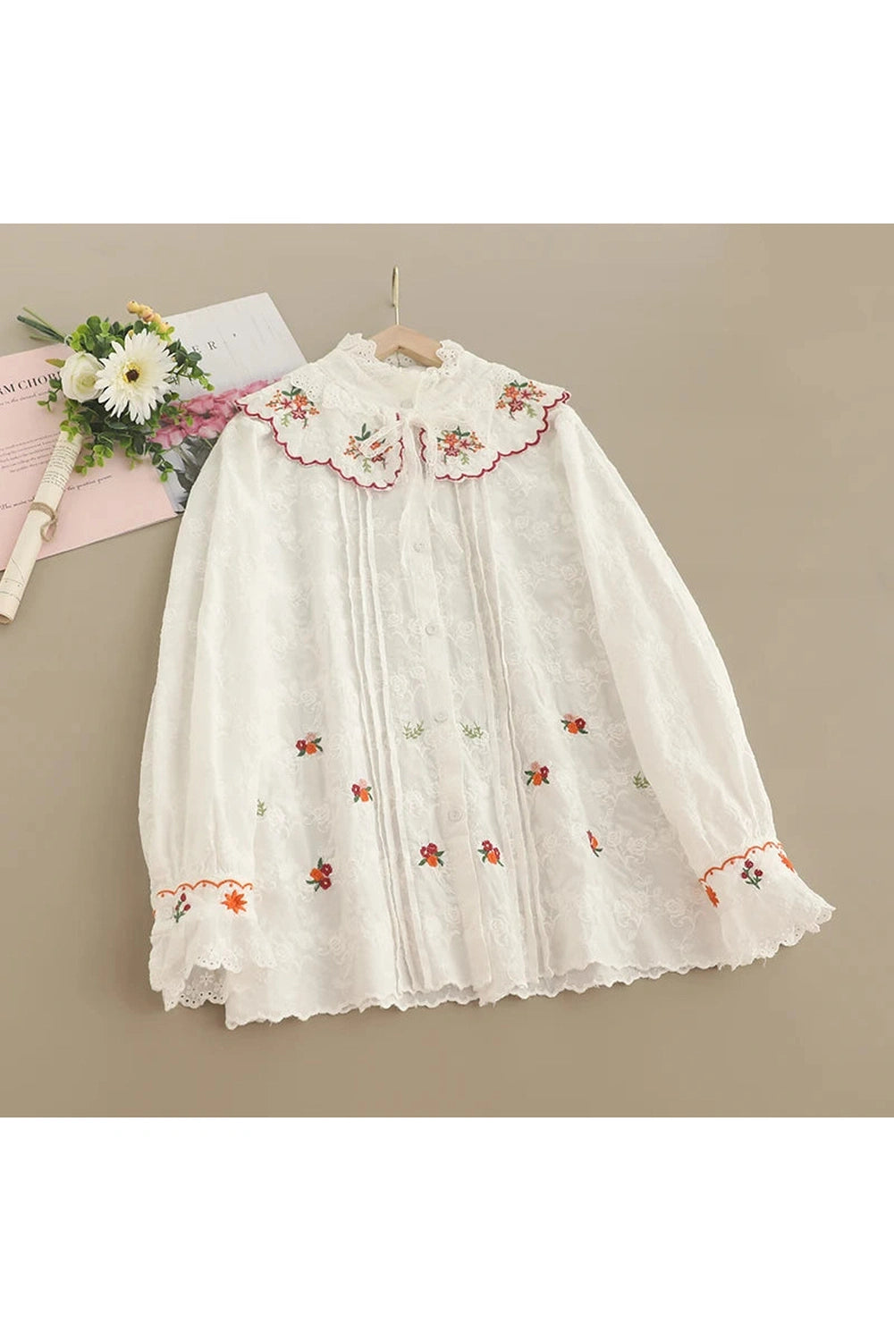 Sweet Mori Style Embroidered Shirt cottagecoreclothes