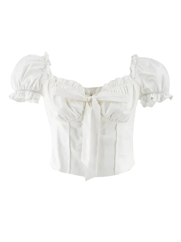 Vintage Ruffled Sweetheart Peasant Top