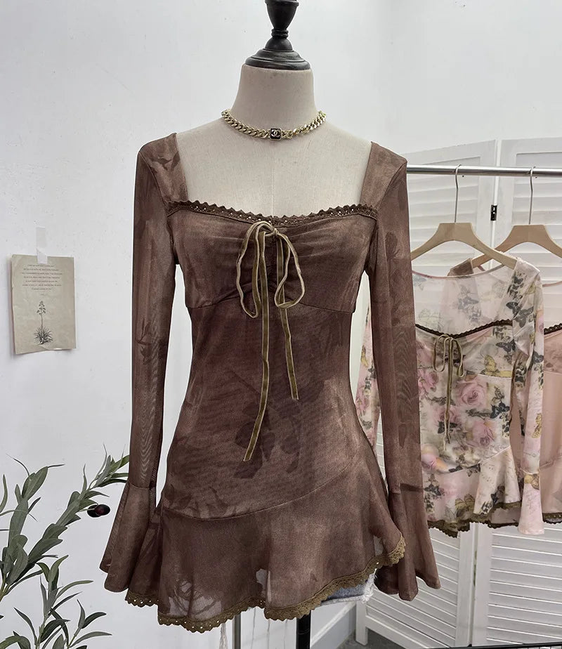 Fairy Grunge Smoked Mirror Mesh Corset Top