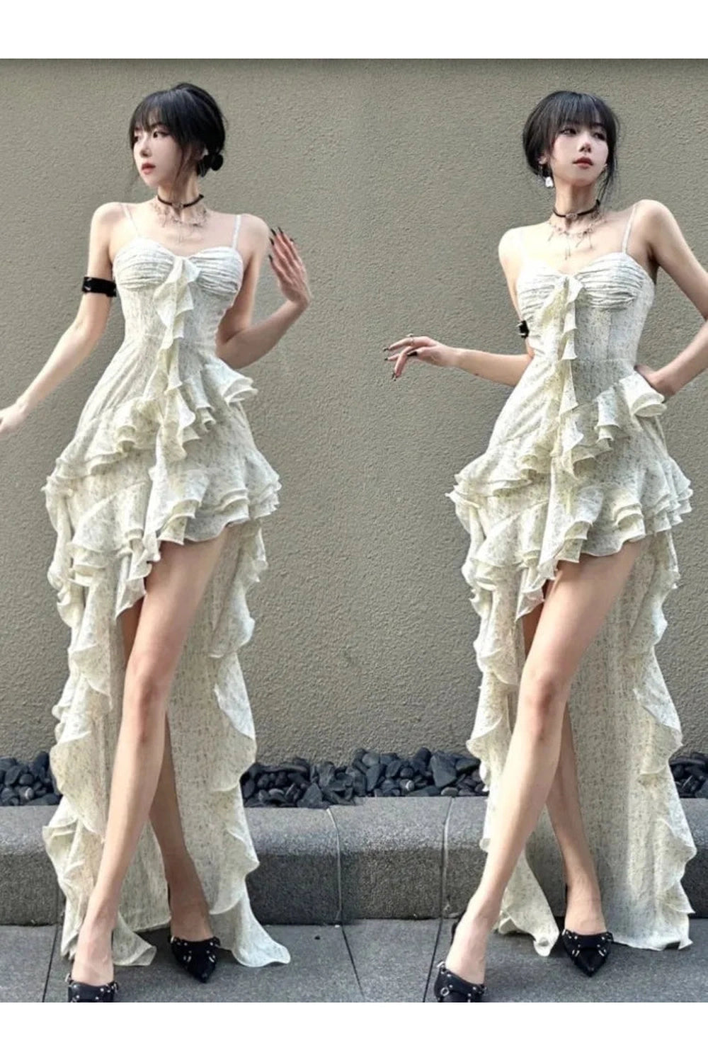 Spaghetti Strap Ruffle Dress cottagecoreclothes