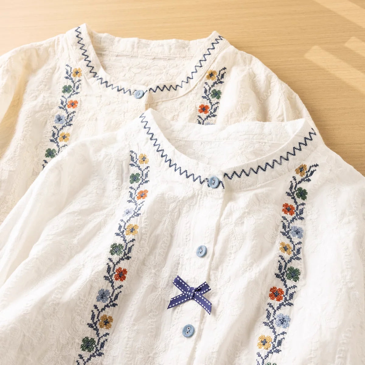 Vintage Bloom Button-Up Blouse