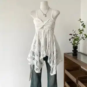 Fairy Grunge Midnight Lace Handkerchief Cami