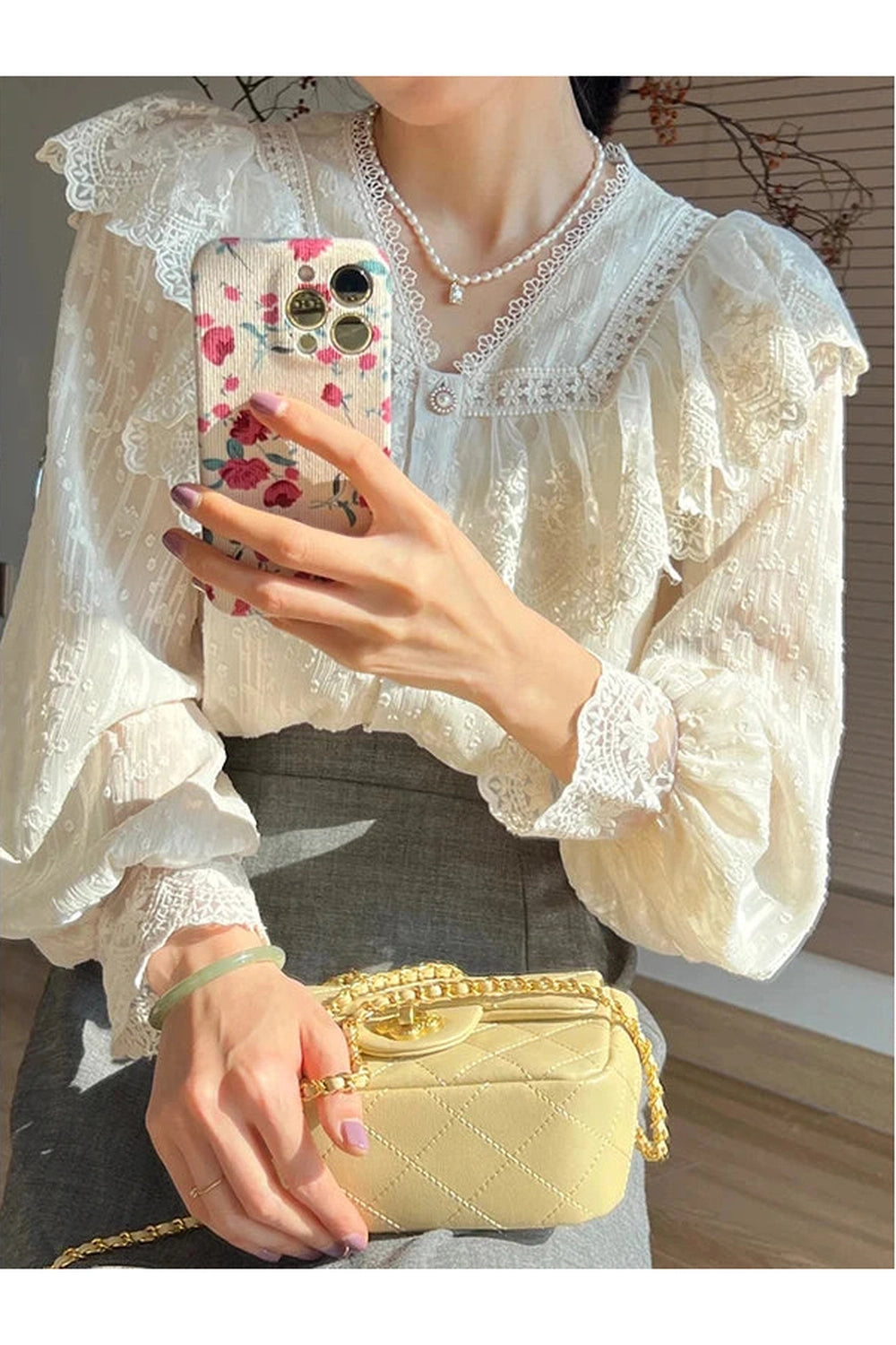 Vintage Lace Flounce Blouse cottagecoreclothes
