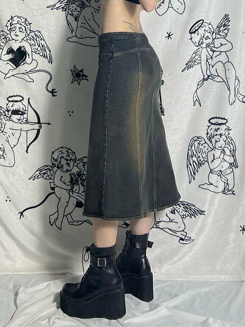 Vintage Embroidery Denim Skirt