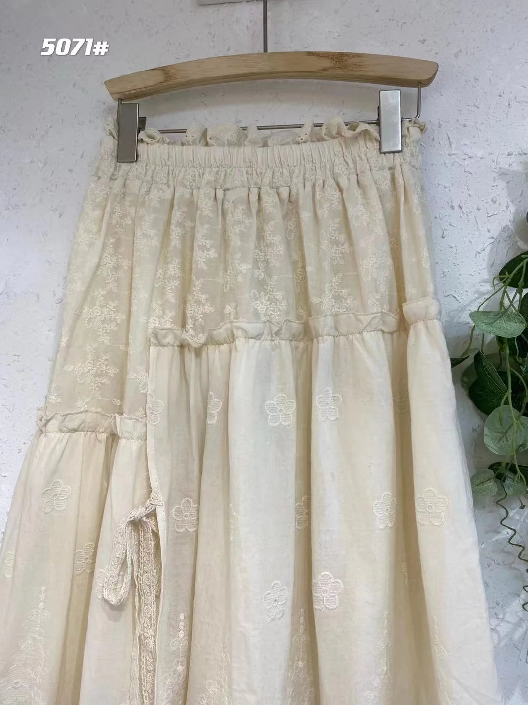 Hollow Out Pleated Linen Skirt