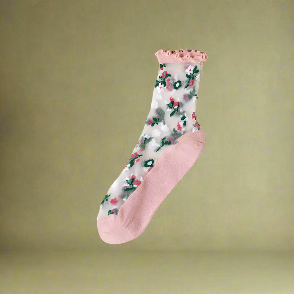 Cottagecore Sheer Floral Garden Socks cottagecoreclothes