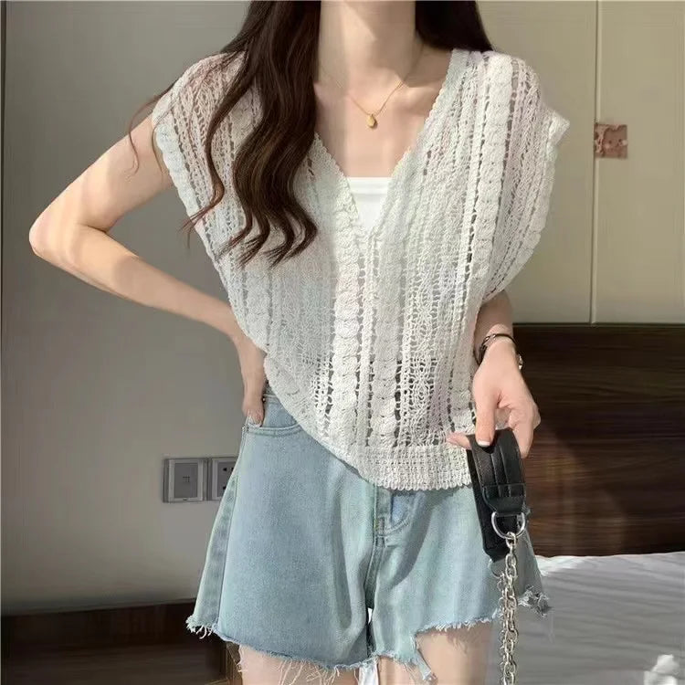 Cotton Crochet Knitted Top