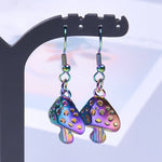 Goblincore Iridescent Mushroom Drop Earrings