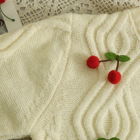 Cherry Cheer Cable Knit Cardigan