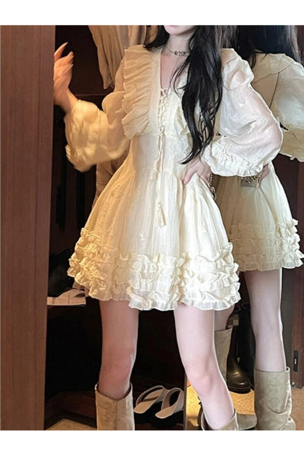 Sweet Ruffle Fairy Mini Dress cottagecoreclothes