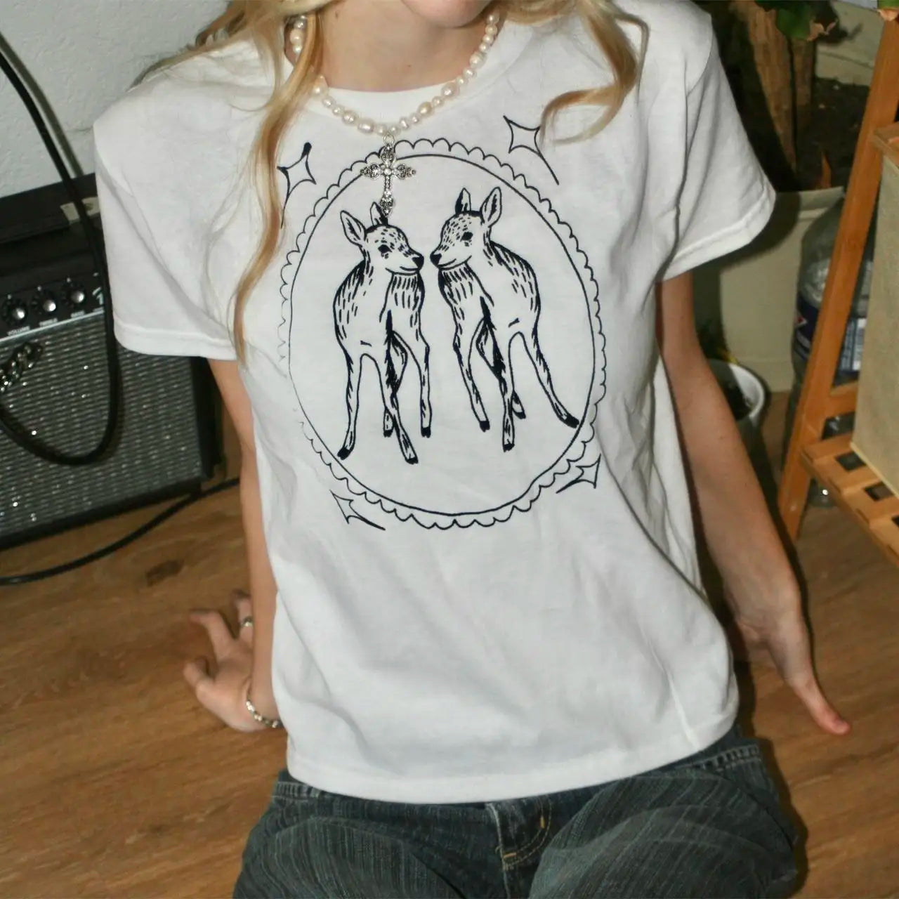Whimsigoth Twin Fawns Graphic Shirt