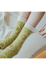 Asymmetric Retro Jacquard Socks