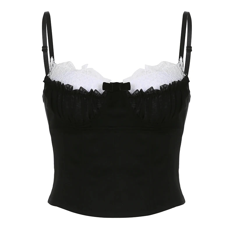 Dark Cottagecore Chic Frill Camisole Top