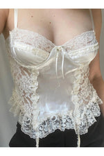 Romantic Lace-Trim Corset Top