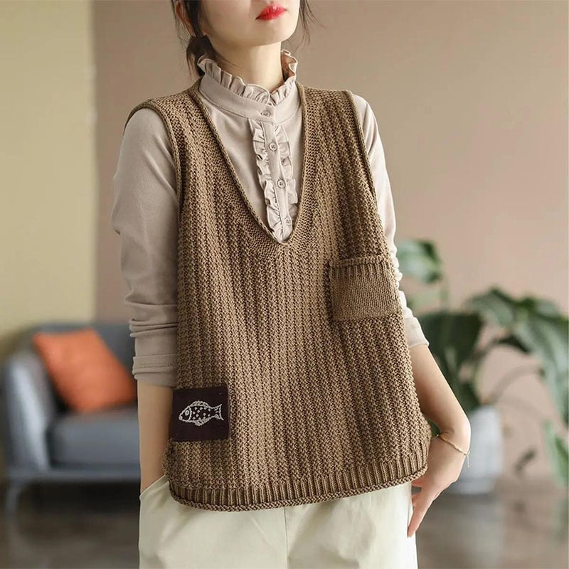 Sleeveless Knitted Vest Top