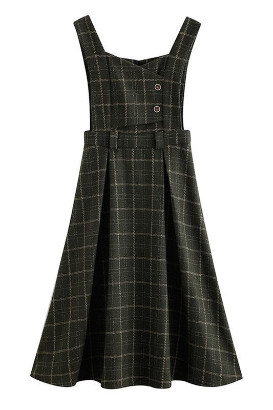 Plaid Woolen Midi Sundress cottagecoreclothes
