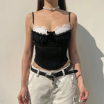 Dark Cottagecore Chic Frill Camisole Top