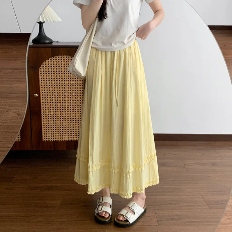 Prairie Blush Double-Ruffle Maxi Skirt