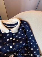 Cardigan de malha vintage com gola Peter Pan