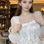 Fairycore Lace-Up Puff Sleeve Corset Top