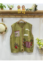 Mori Girl Patchwork Floral Buttoned Vest