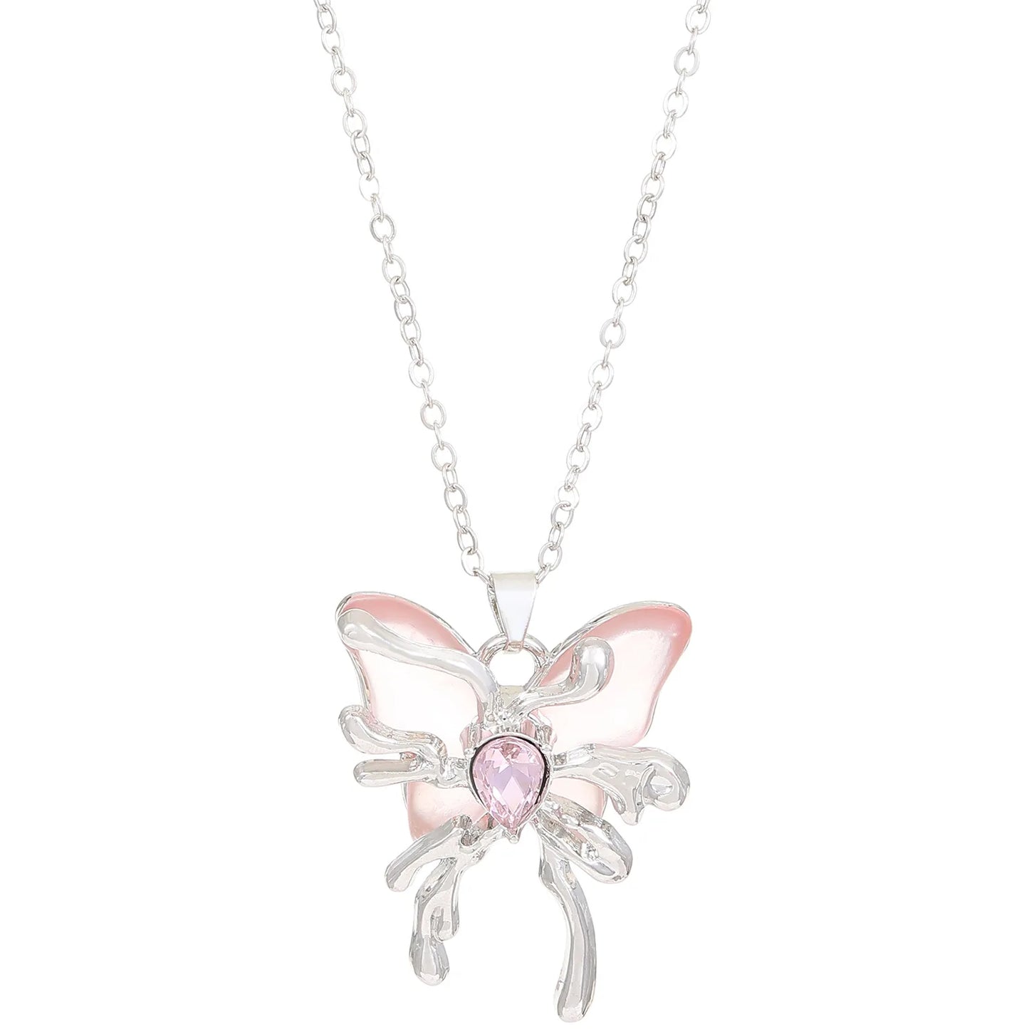Fairycore Melting Butterfly Crystal Pendant Necklace