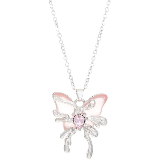 Fairycore Melting Butterfly Crystal Pendant Necklace