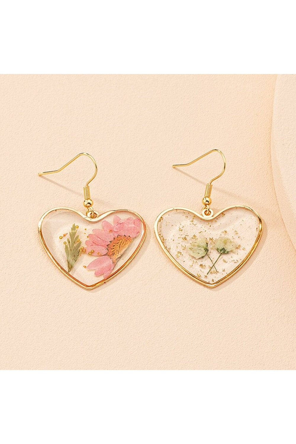 Blue Resin Heart Earrings