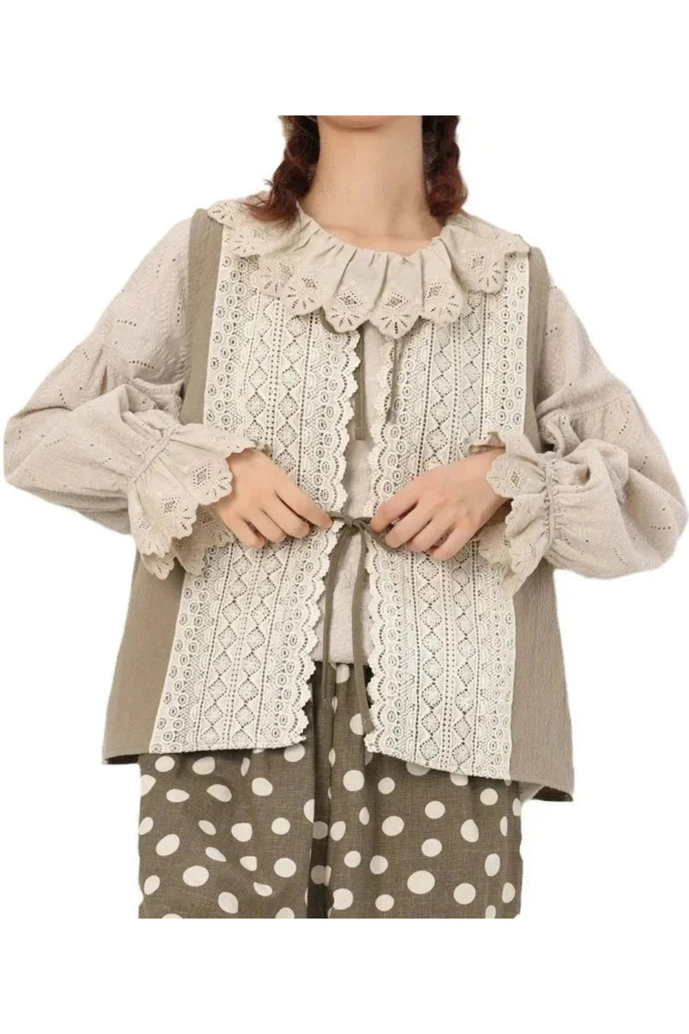 Embroidery Lace-up Fall Waistcoat