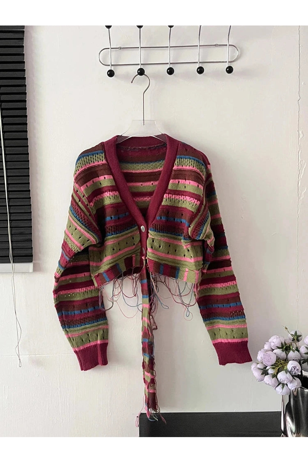 Chic Striped Crop Fall Cardigan