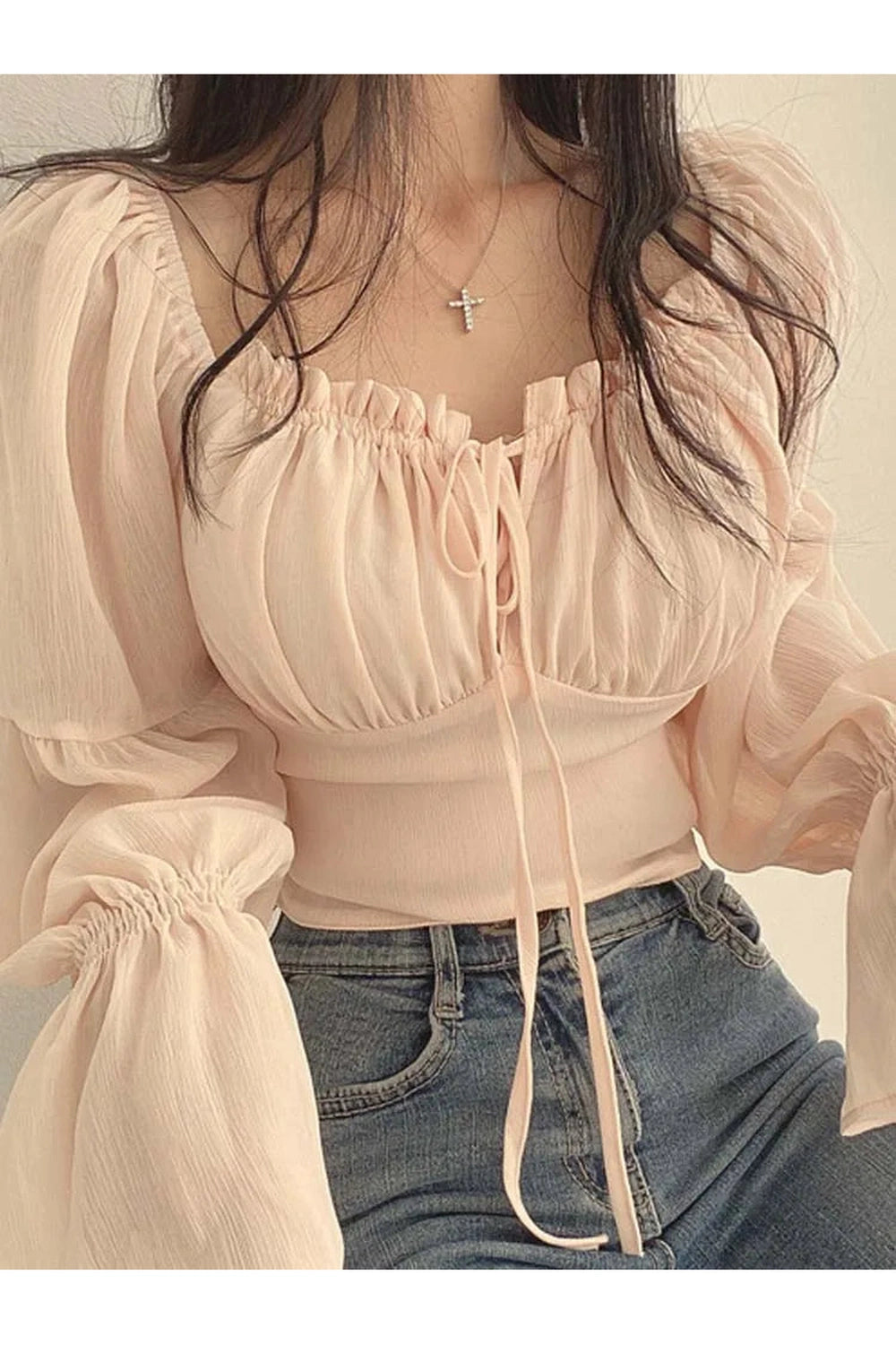 Vintage Boho Bishop Sleeve Shirt cottagecoreclothes