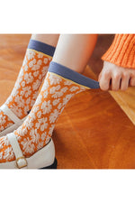 Asymmetric Retro Jacquard Socks