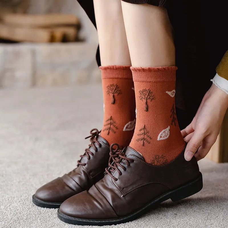 Mori Girl Cozy Nature Print Socks