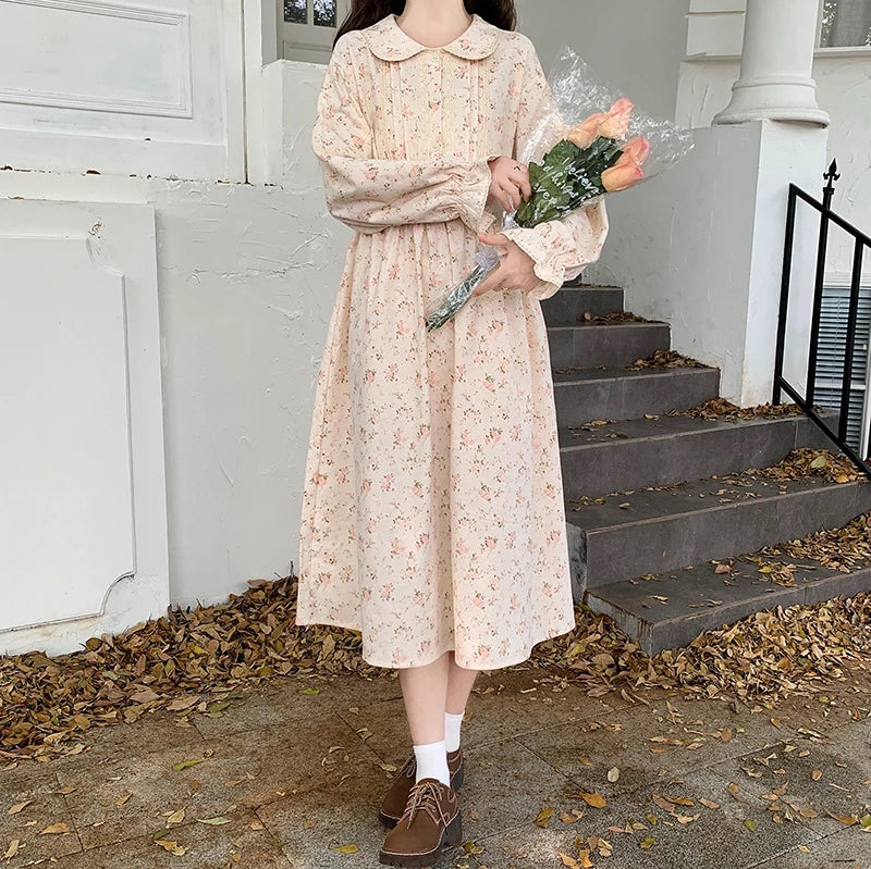 Cottagecore Floral Peter Pan Collar Dress