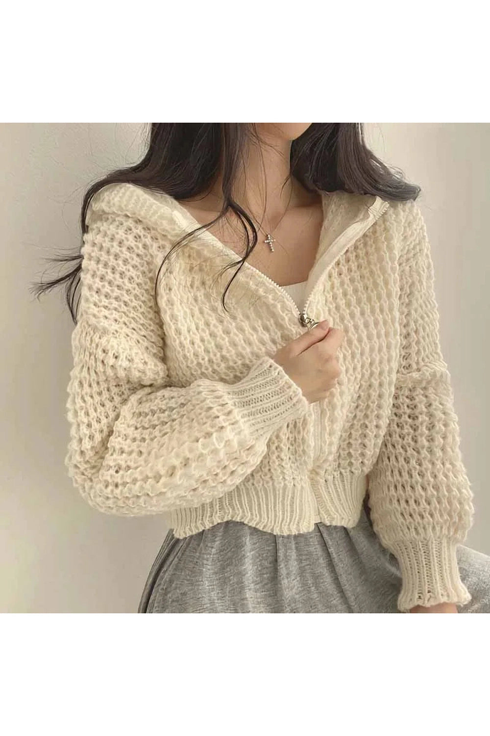 Cozy Knit Zip-Up Fall Cardigan