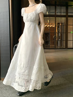 Mori Girl Lace Hem Puff Sleeve Dress