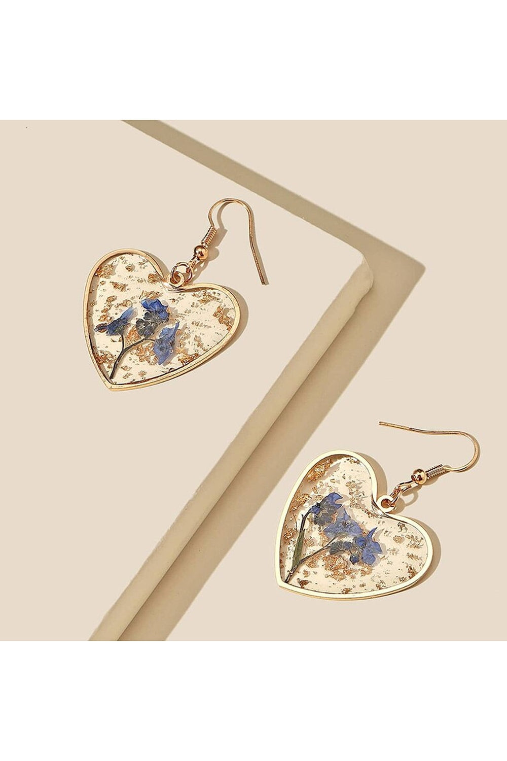 Blue Resin Heart Earrings