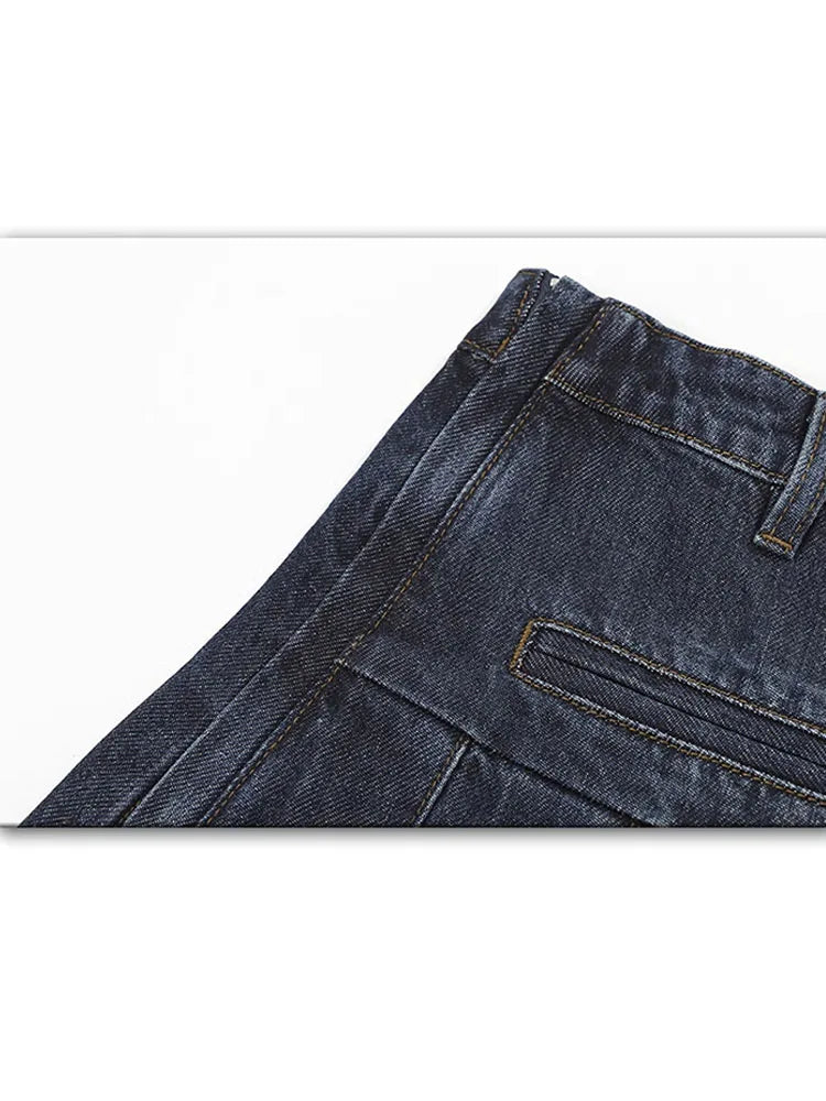 Saia jeans plissada cottagecore escura